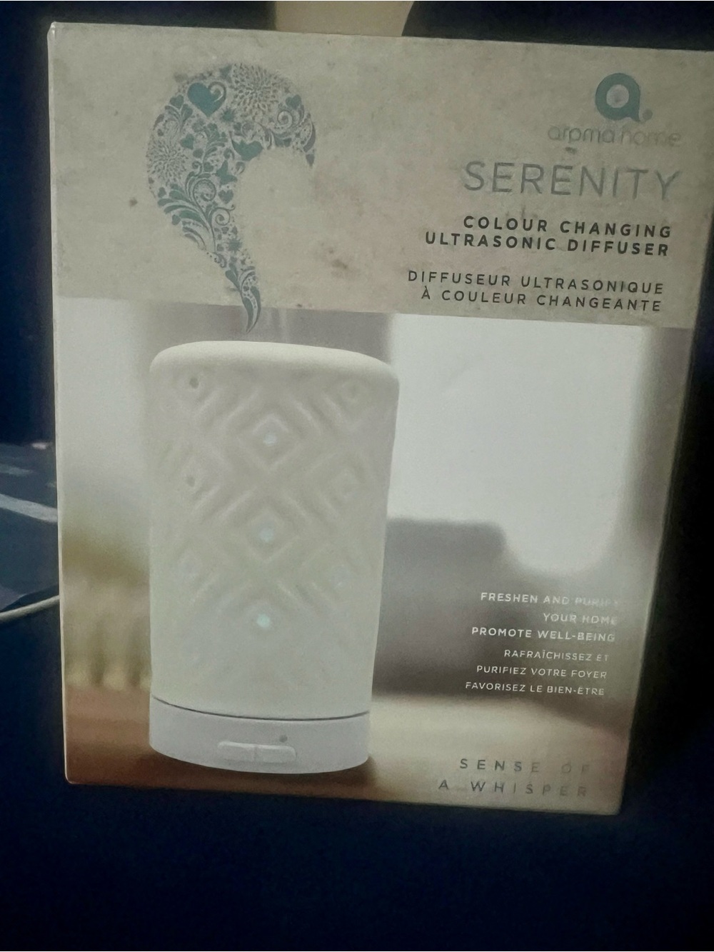 Aroma Home Serenity Ceramic-Pattern Ultrasonic Diffuser - White